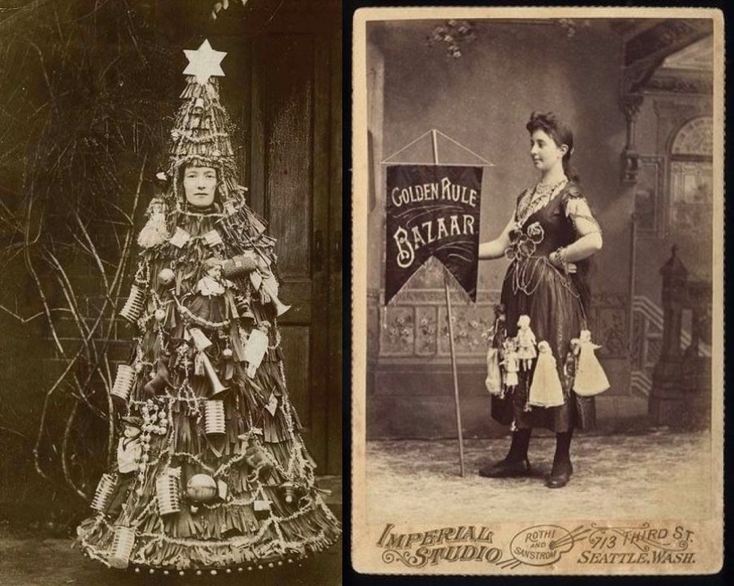 Жінки-банери 19 століття, рекламують товари на своїх сукнях