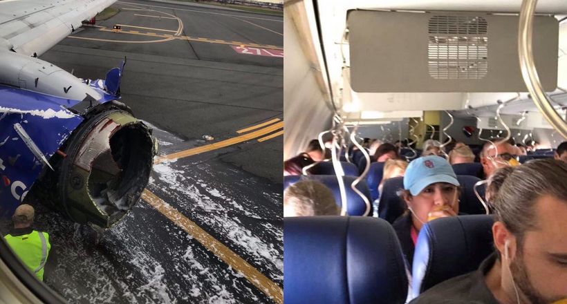 Відео з борту літака Southwest Airlines після вибуху двигуна