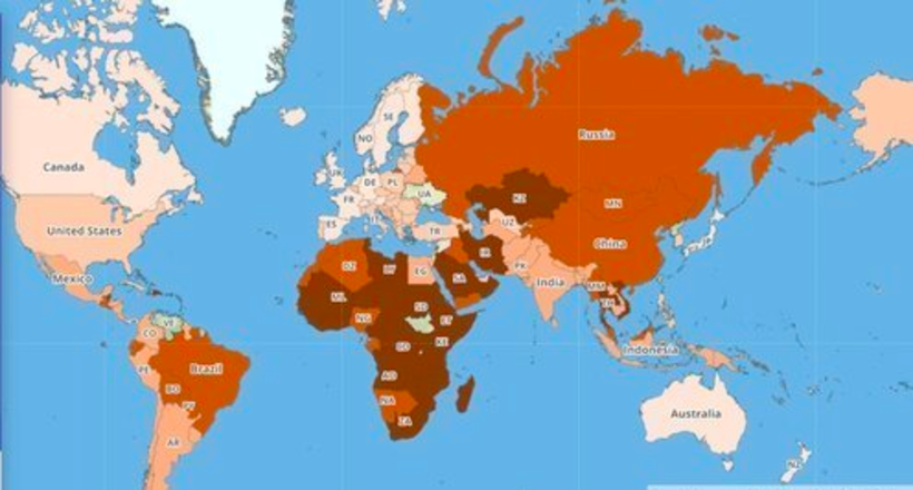 Представлені карти найбільш небезпечних для туристів країн світу в 2019 році