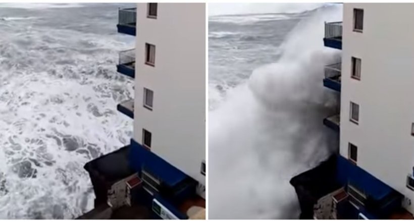 Відео: Балконів як не бувало — гігантські хвилі накрили іспанський готель