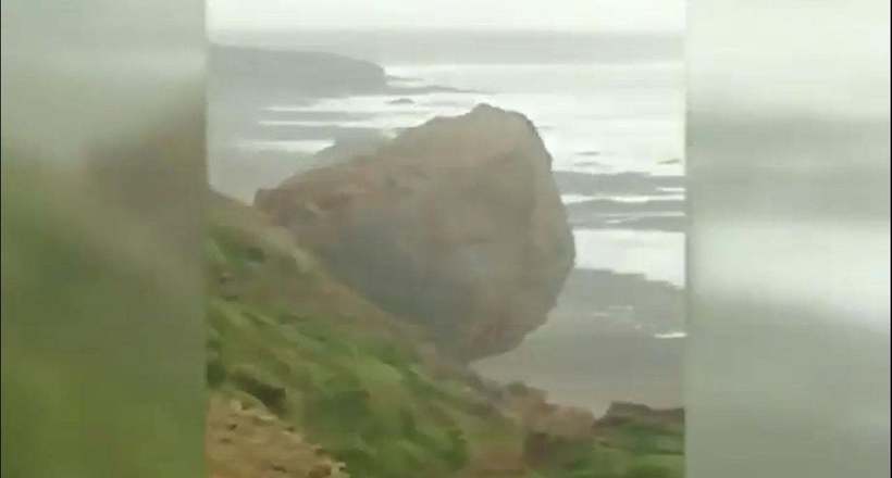 Відео: Скеля в Корнуоллі розвалилася на очах у людей