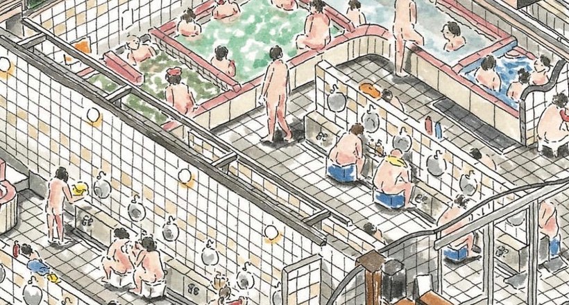 Художниця робить неймовірно круті скетчі про громадських лазнях Японії 