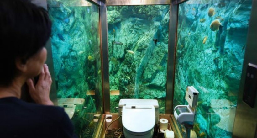 Японський кафе стало неймовірно популярним з-за туалету-акваріума