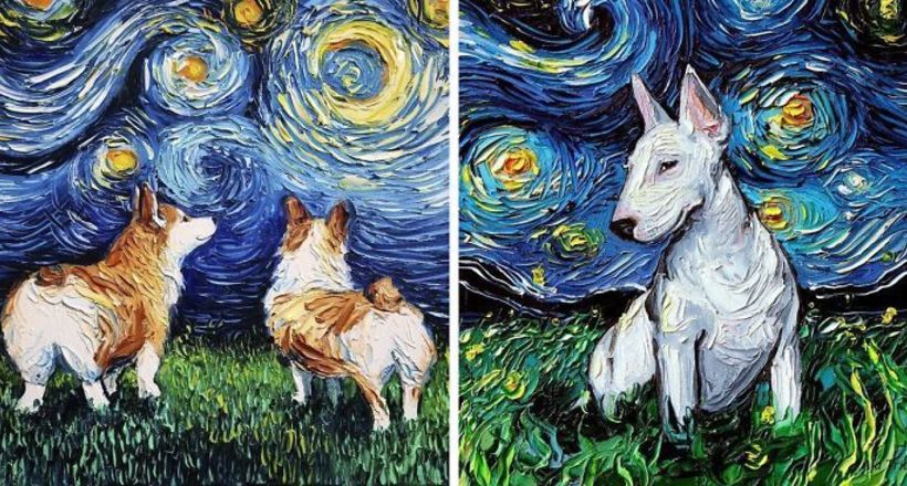 Американка малює чудові картини про собак у стилі Ван Гога