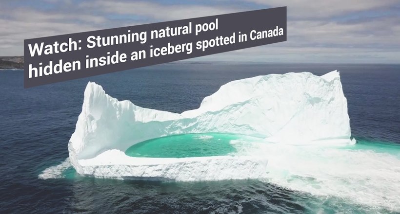 Безпілотник зняв на відео айсберг з власним прихованим басейном