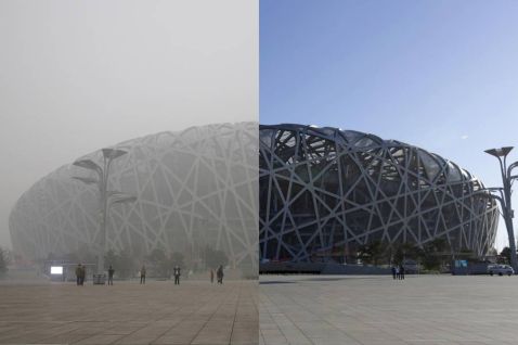 9 вражаючих знімків Пекіна до і після смертоносного забруднення