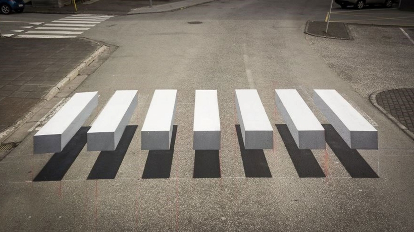 В ісландському місті на дорозі намалювали 3D-зебру, щоб водії гальмували