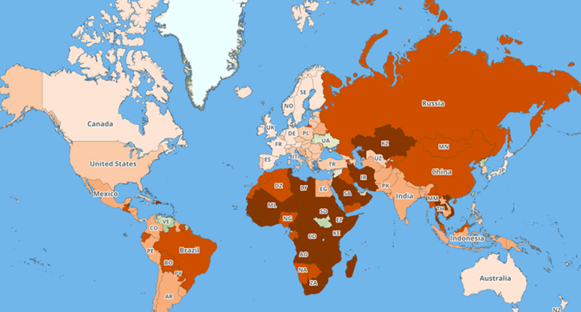 Карти найнебезпечніших країн на планеті для тих, хто планує подорожі на 2018 рік