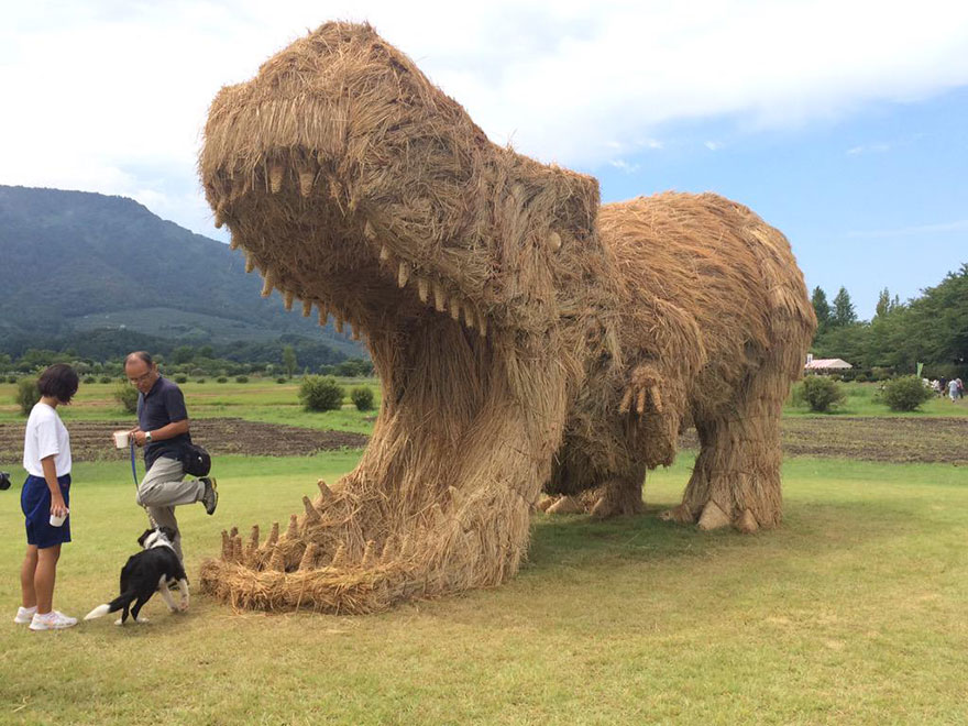 Після збору врожаю рису поля в Японії прикрасять гігантські солом'яні динозаври