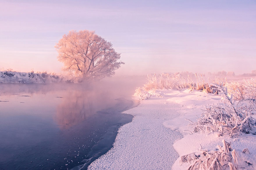 Білоруський фотограф прокидається рано вранці, щоб зберегти неповторну красу зими