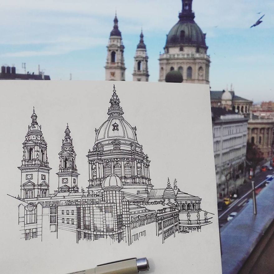 Австралієць подорожує по Європі і малює кожне місто, який відвідує