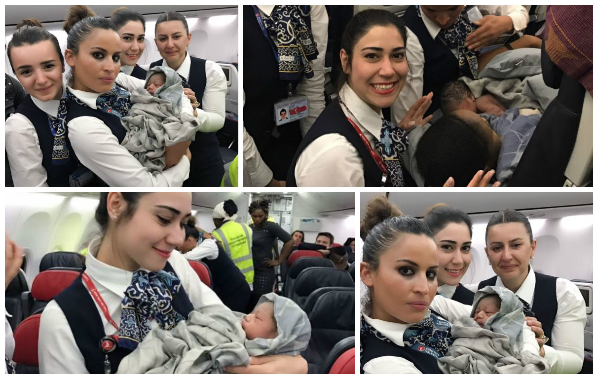 На борту літака Turkish Airlines стюардеси прийняли пологи